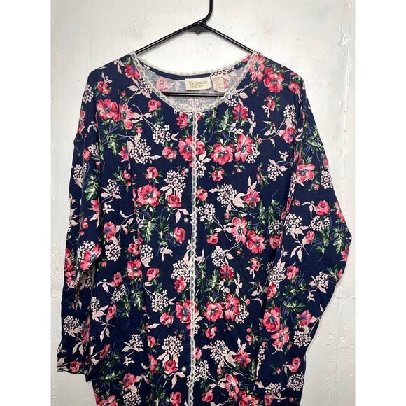 NEW DEADSTOCK GOLD LABEL Victorias Secret Sleep Dress Floral M/L 100% Cotton - Picture 2 of 9